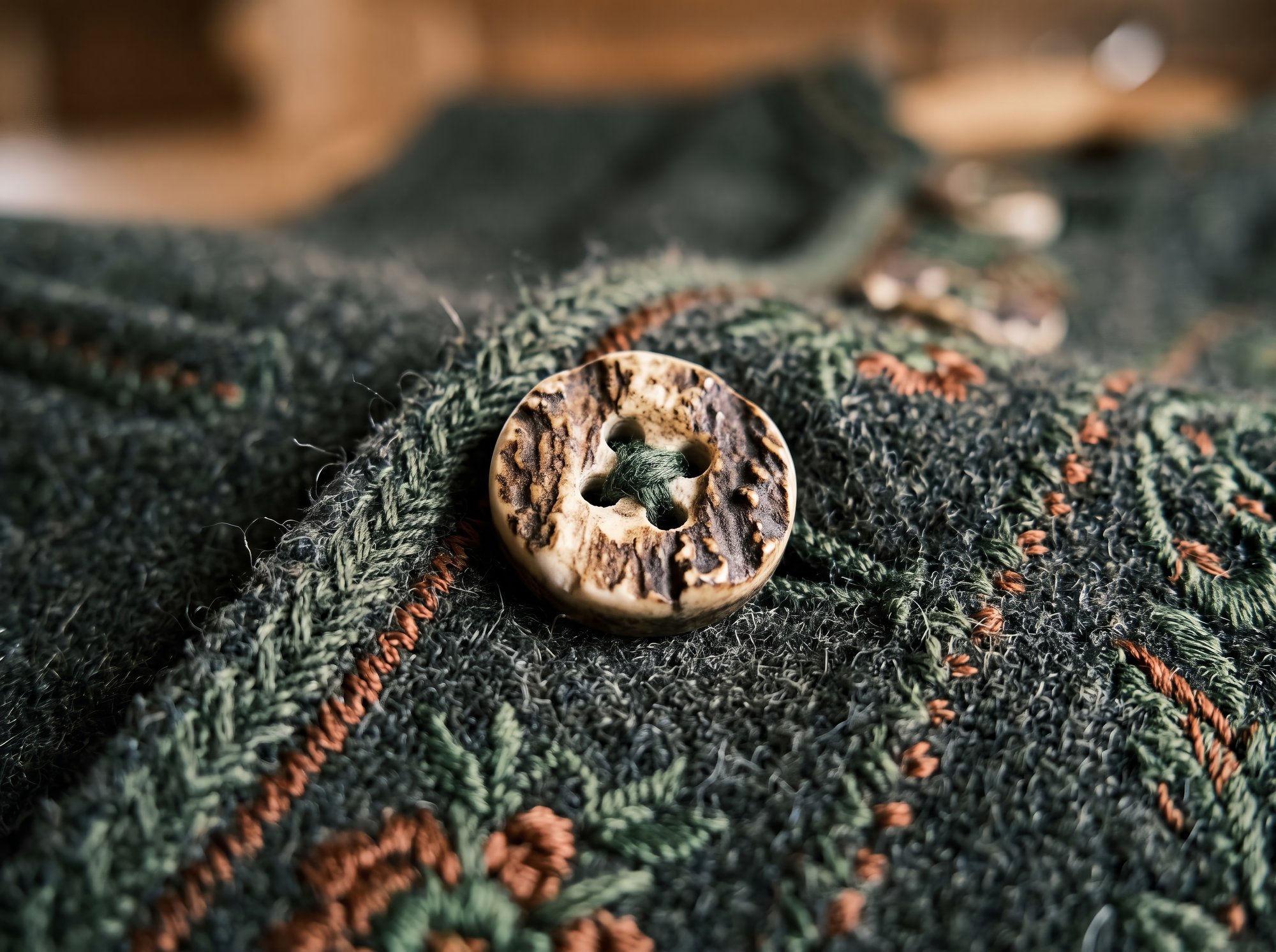 Composizione finale su cappotto di lana